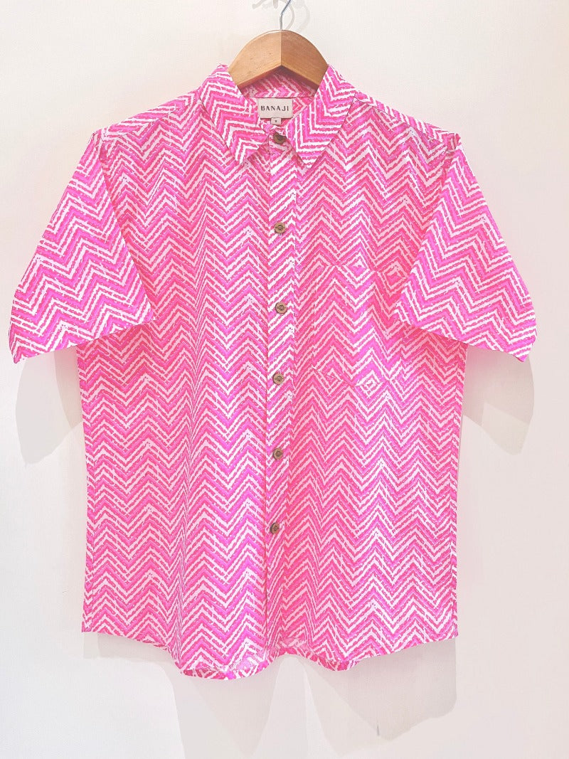 COTTON BLOCK PRINTED HALF SLEEVE SHIRT