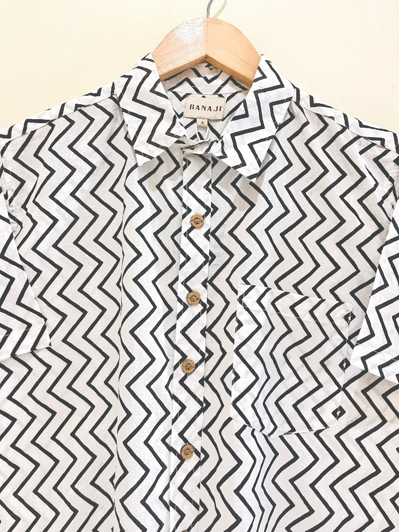 COTTON BLOCK PRINTED HALF SLEEVE SHIRT