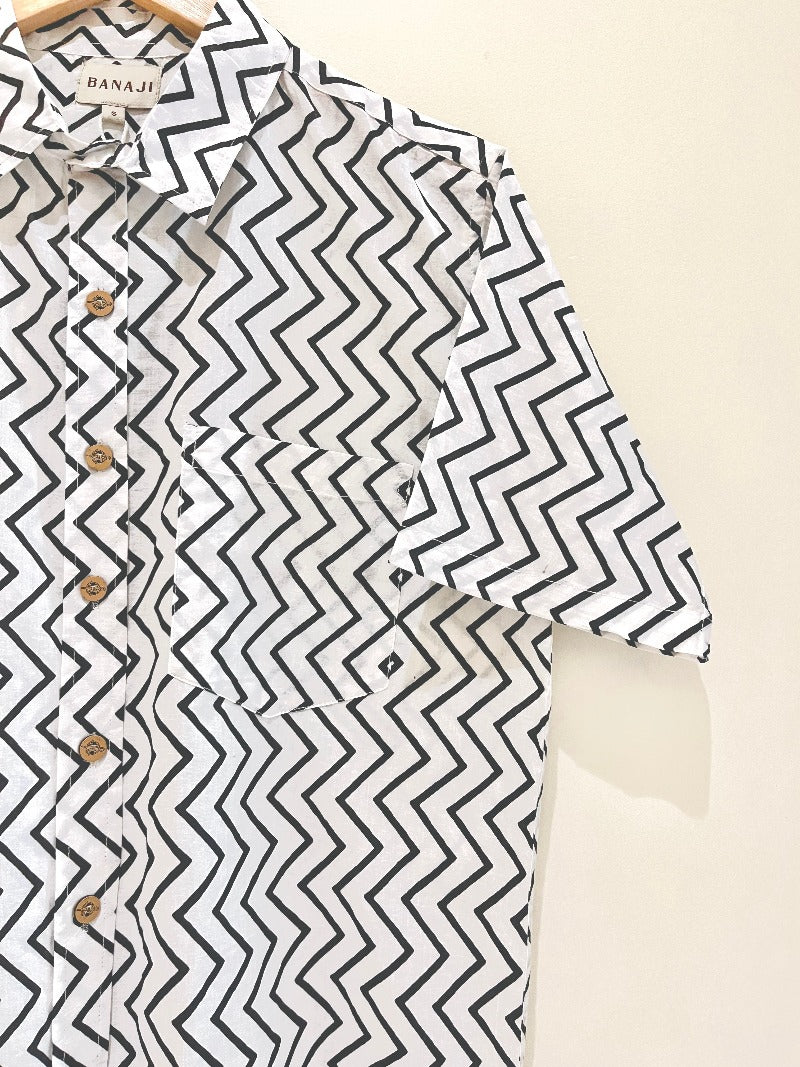 COTTON BLOCK PRINTED HALF SLEEVE SHIRT