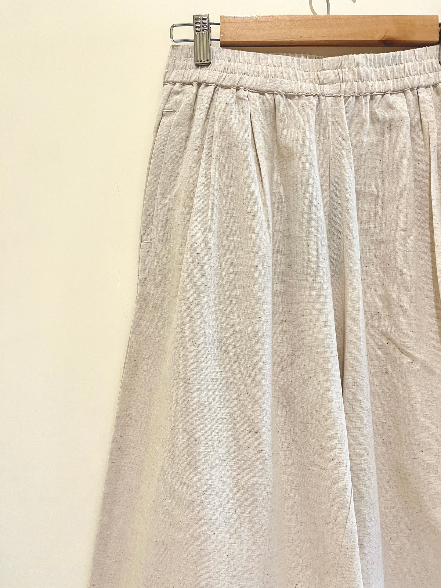 Ivory Cream Wide Leg Cotton Pants