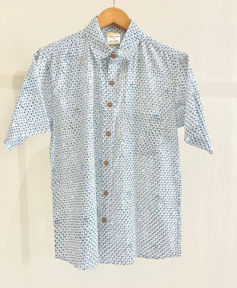 COTTON BLOCK PRINTED HALF SLEEVE SHIRT