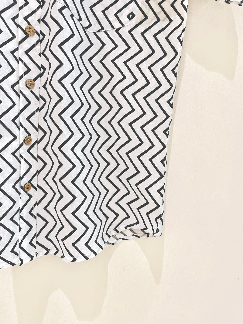 COTTON BLOCK PRINTED HALF SLEEVE SHIRT