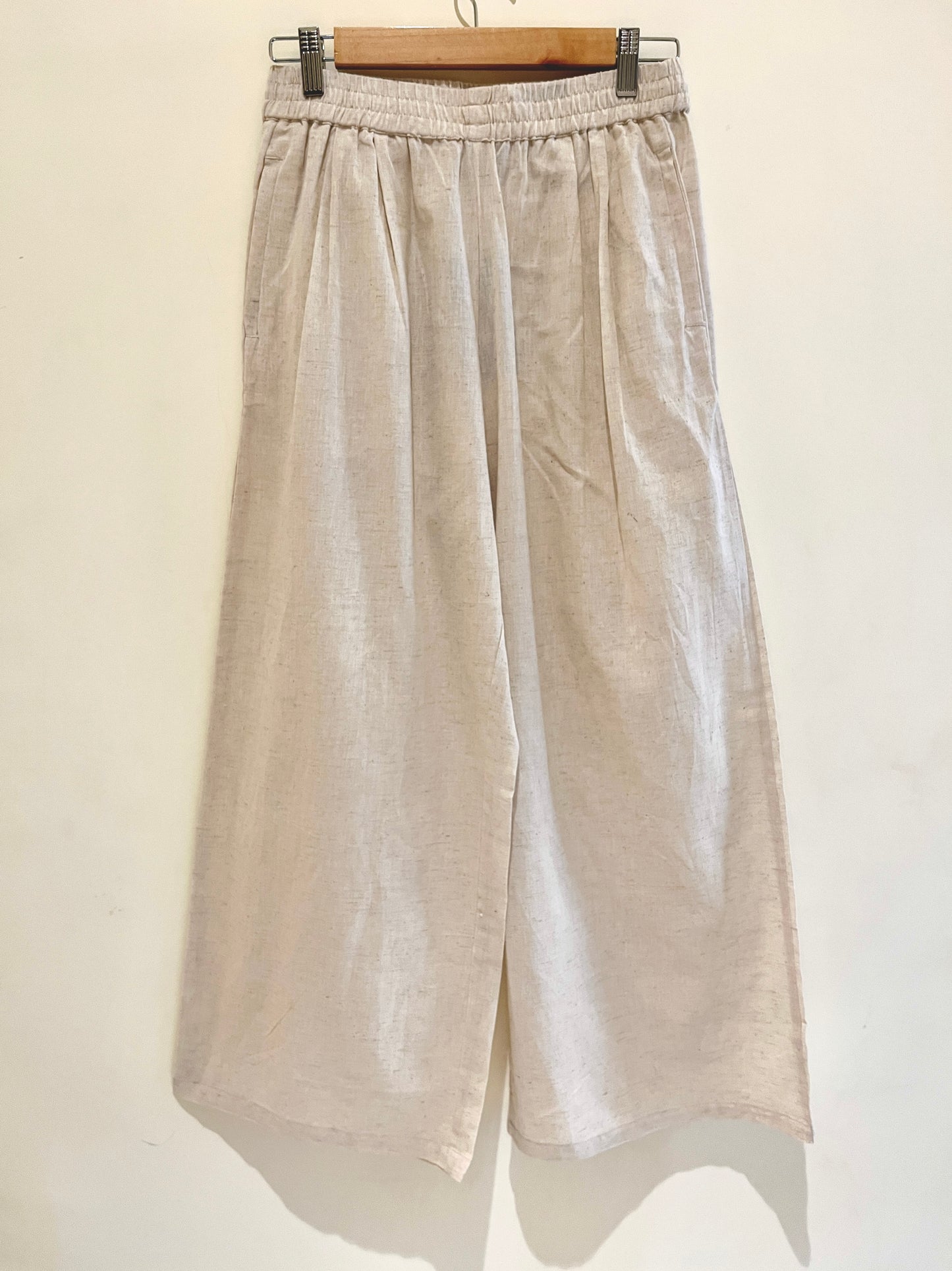 Ivory Cream Wide Leg Cotton Pants