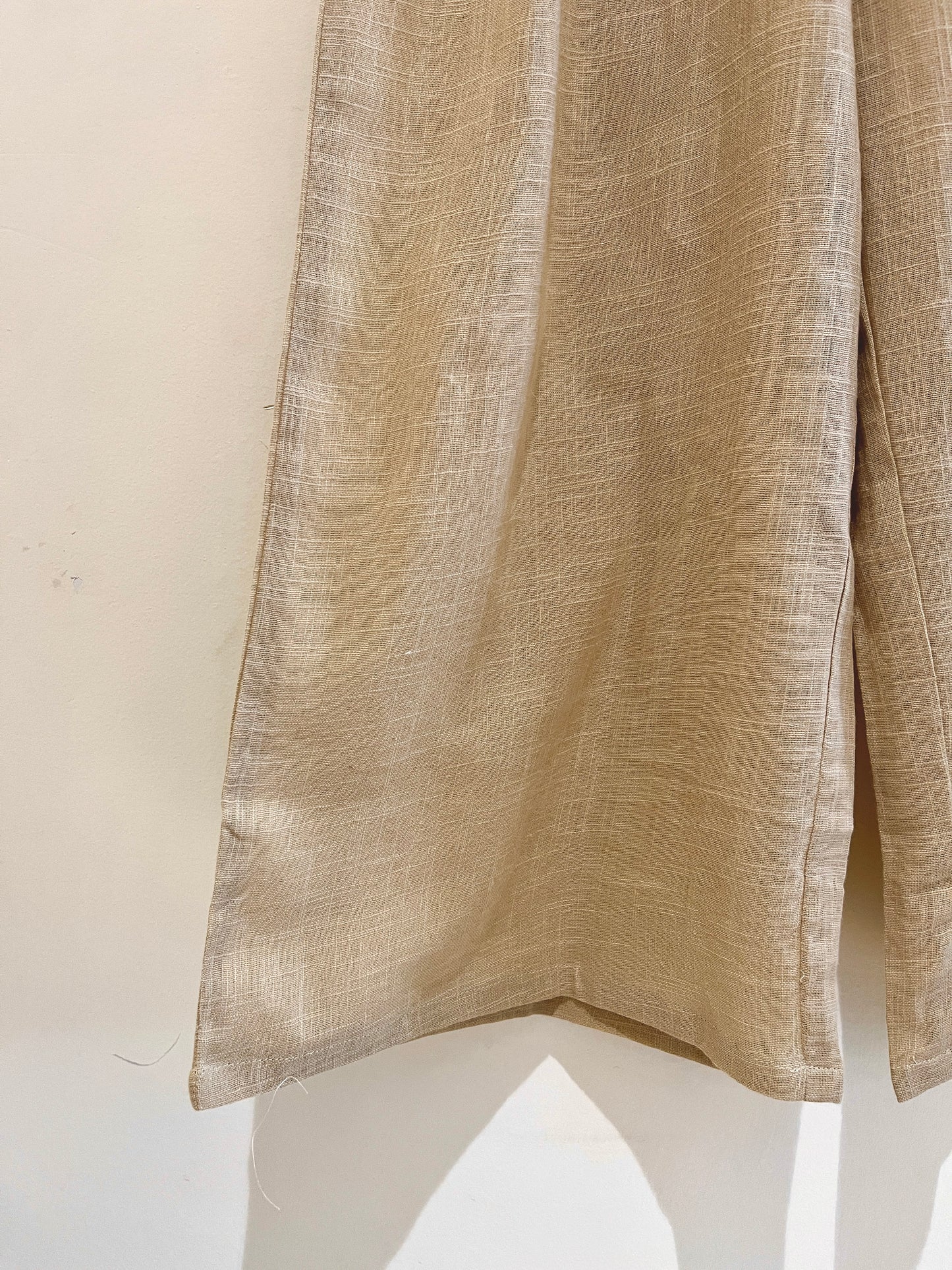 Beige Wide Leg Cotton Pants