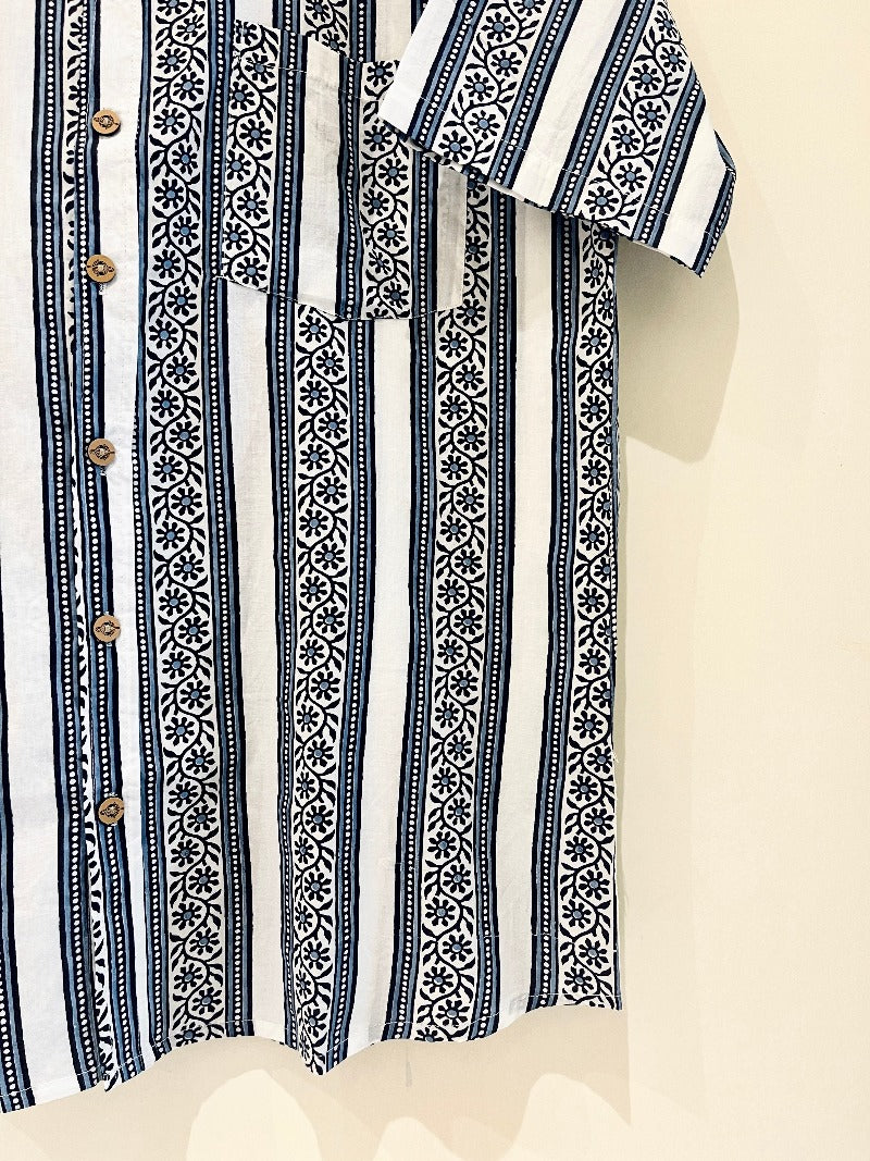 COTTON BLOCK PRINTED HALF SLEEVE SHIRT