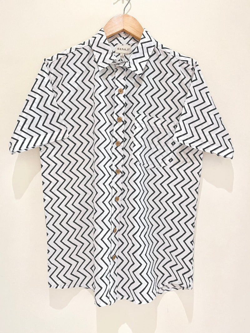 COTTON BLOCK PRINTED HALF SLEEVE SHIRT