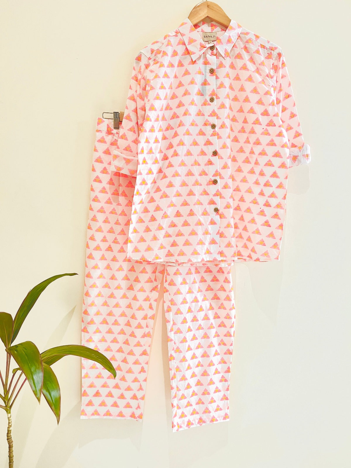 Neon Pink Triangle Printed Co-Ord Set