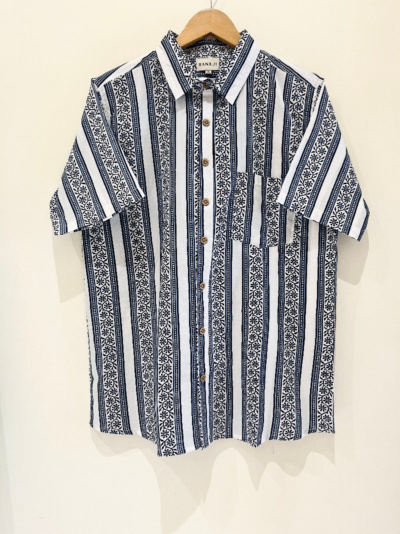 COTTON BLOCK PRINTED HALF SLEEVE SHIRT