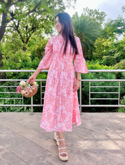 Peachy Pink Printed Dress