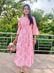 Peachy Pink Printed Dress