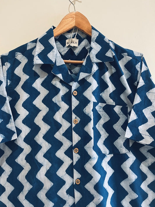 Natural Indigo Printed Half Sleeve Shirt