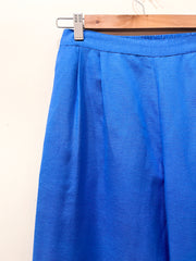 Azure Blue Wide Leg Cotton Pants
