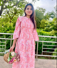 Peachy Pink Printed Dress