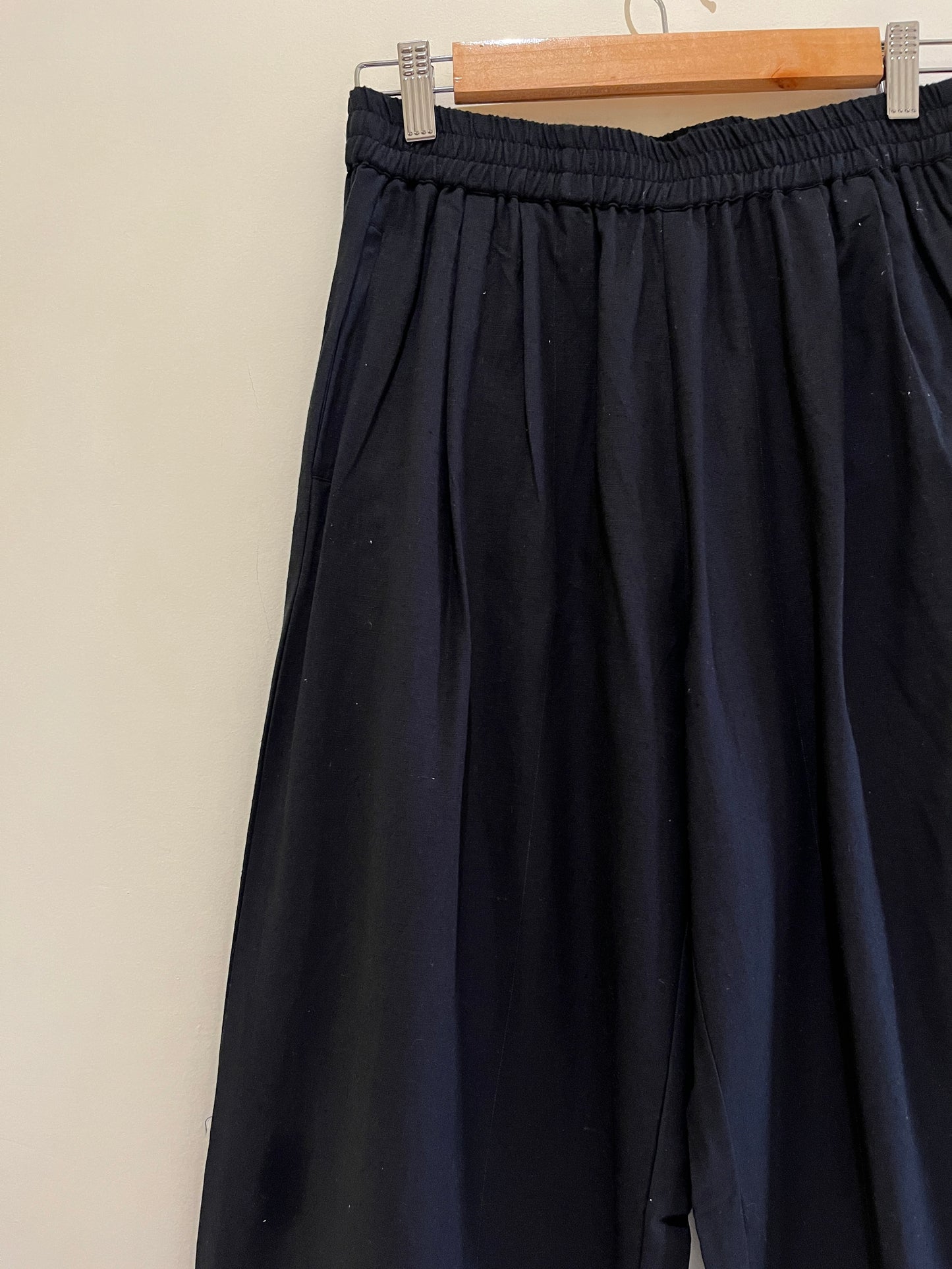 Black Wide Leg Cotton Pants