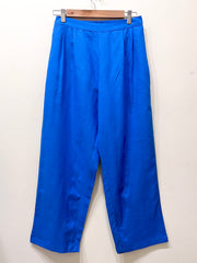 Azure Blue Wide Leg Cotton Pants