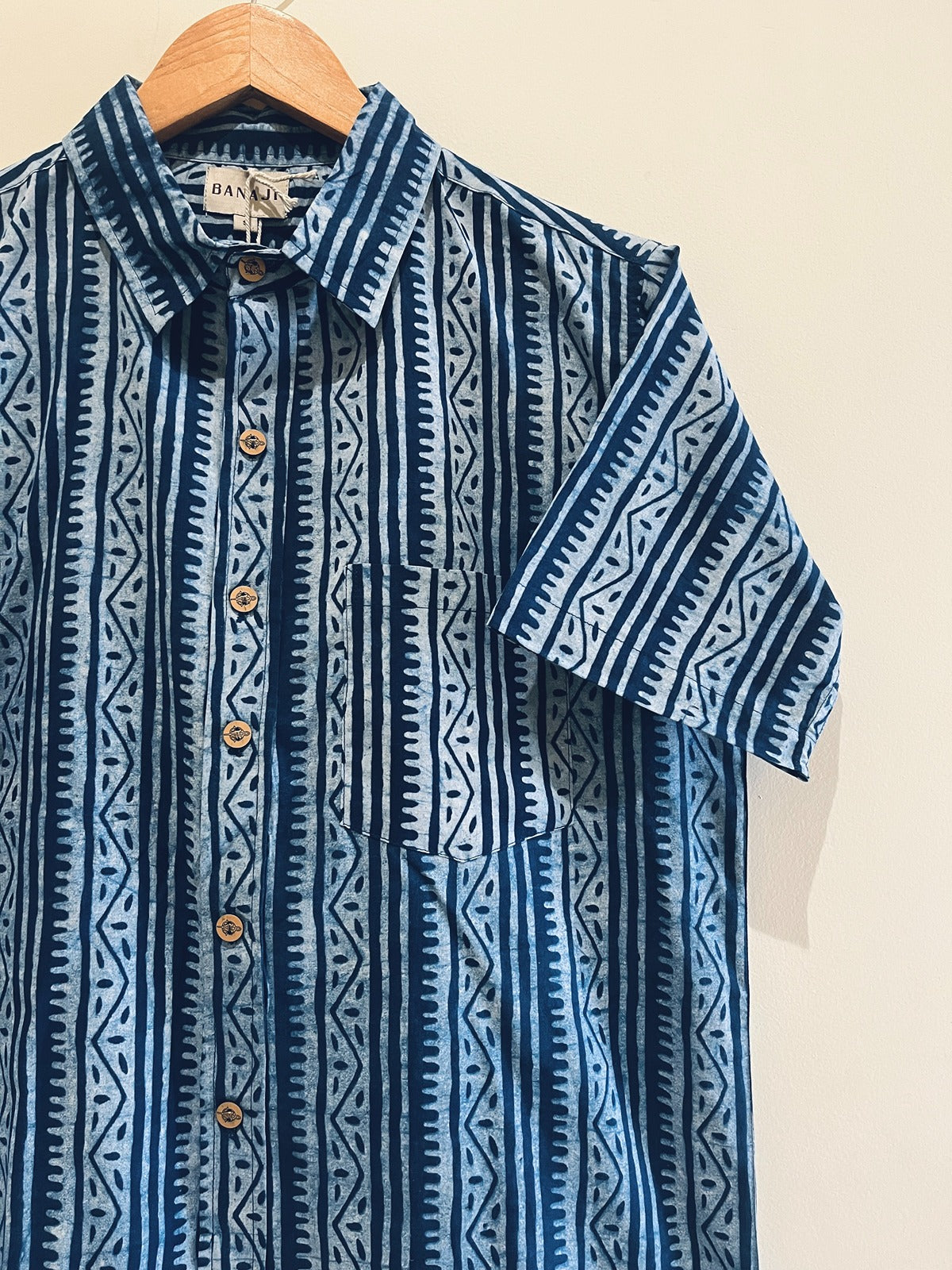 Natural Indigo Printed Half Sleeve Shirt
