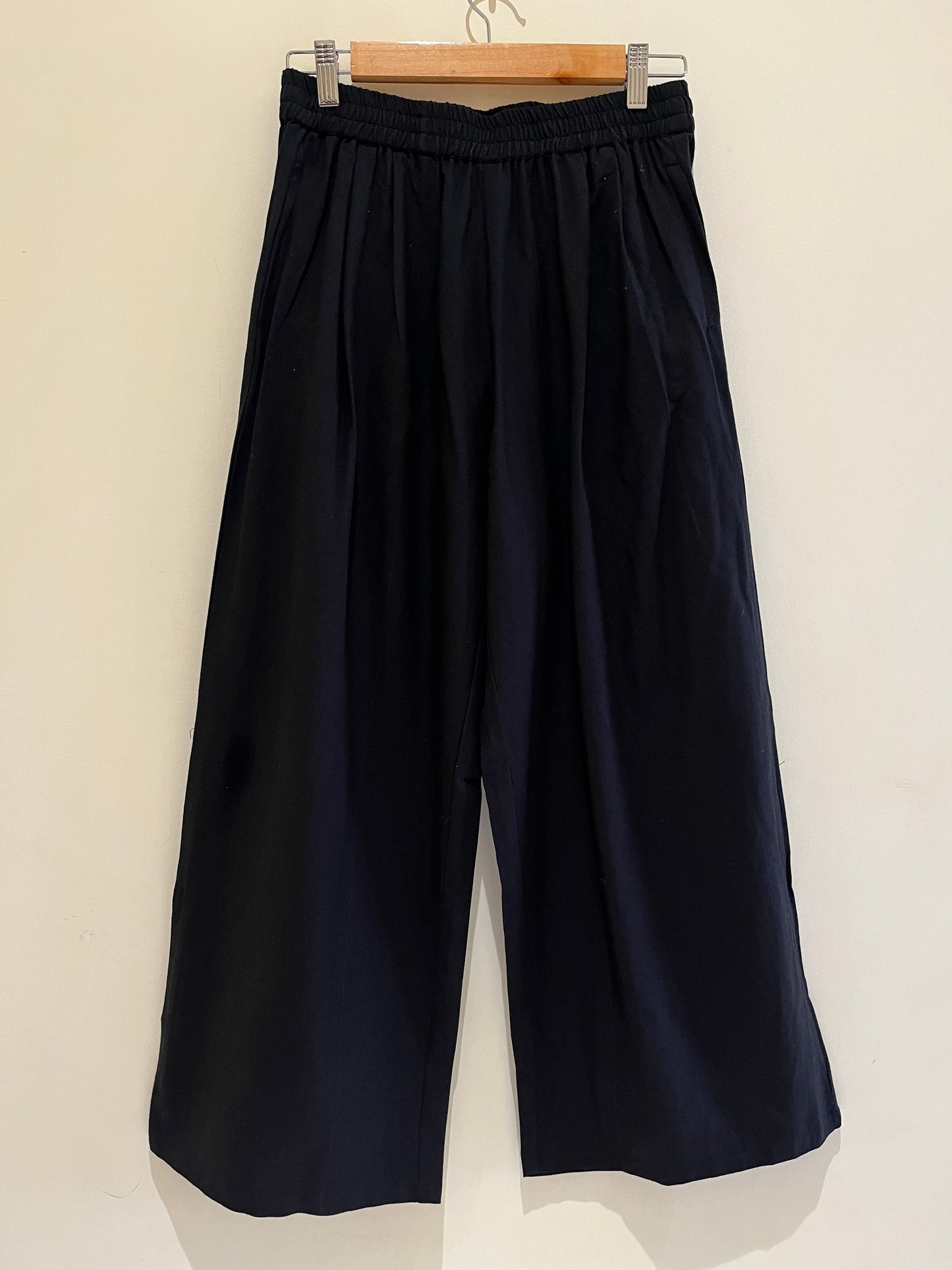 Black Wide Leg Cotton Pants