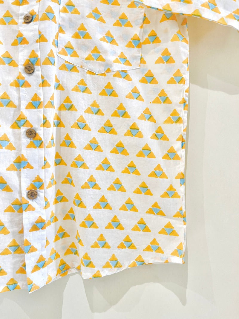 COTTON BLOCK PRINTED HALF SLEEVE SHIRT