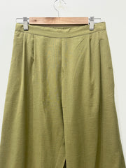 Mehndi Green Wide Leg Cotton Pants