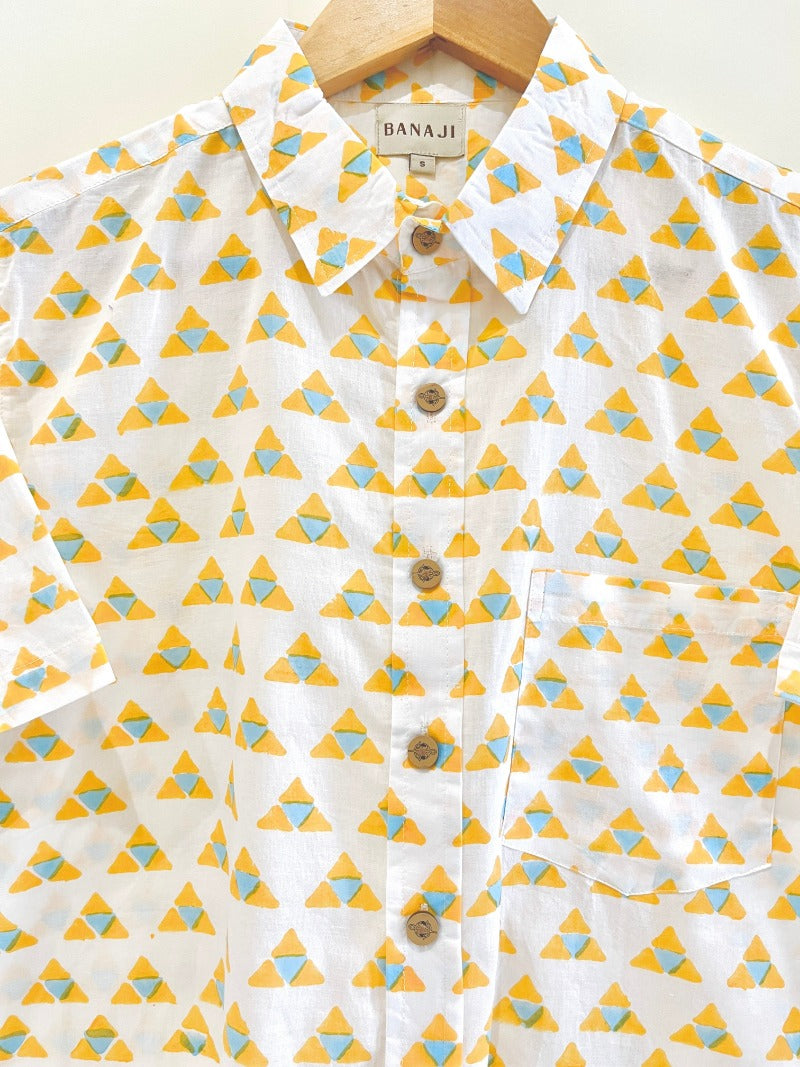COTTON BLOCK PRINTED HALF SLEEVE SHIRT