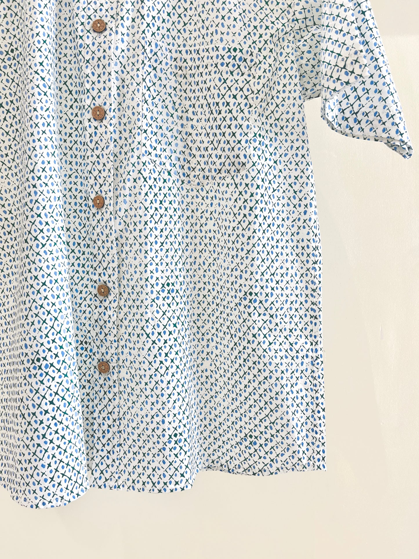 COTTON BLOCK PRINTED HALF SLEEVE SHIRT