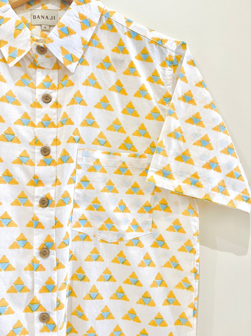 COTTON BLOCK PRINTED HALF SLEEVE SHIRT