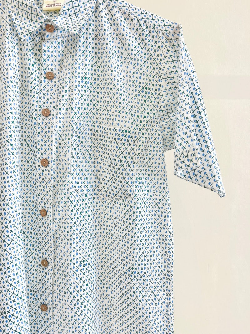 COTTON BLOCK PRINTED HALF SLEEVE SHIRT