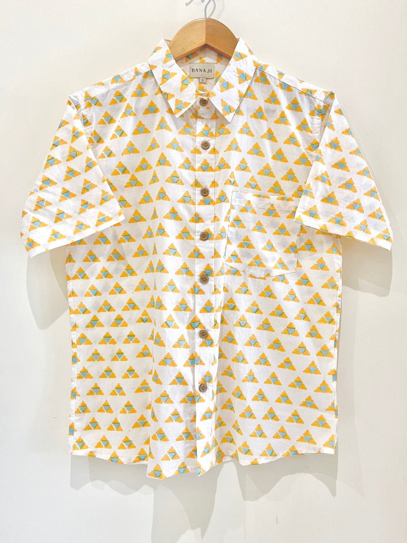 COTTON BLOCK PRINTED HALF SLEEVE SHIRT