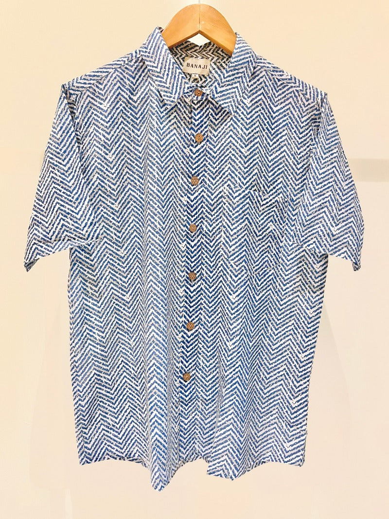 COTTON BLOCK PRINTED HALF SLEEVE SHIRT