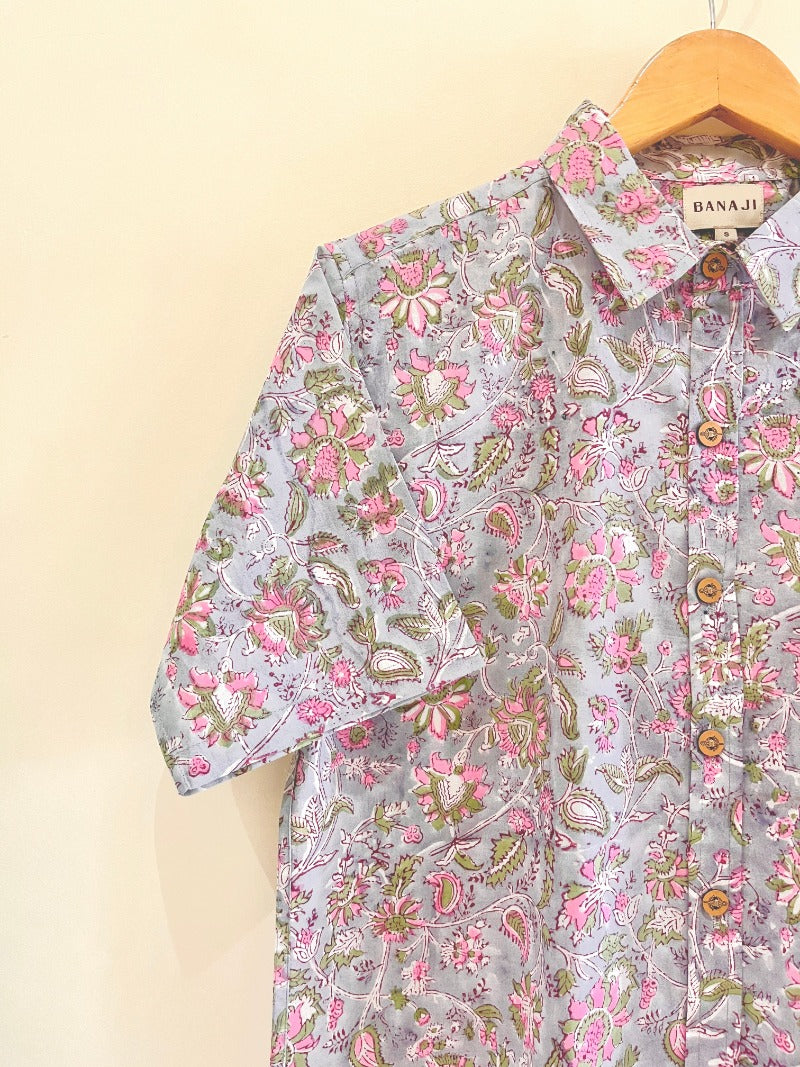 COTTON BLOCK PRINTED HALF SLEEVE SHIRT