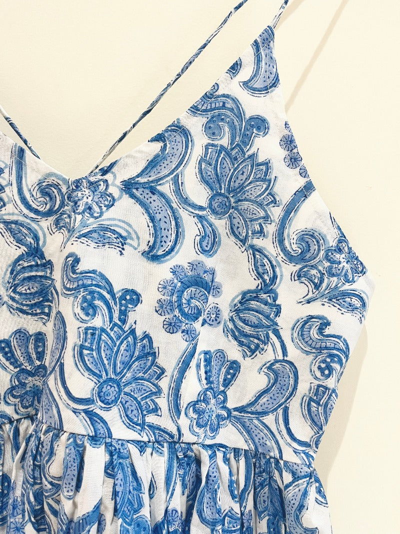 Blue Bliss Block Printed Cotton Cami Top