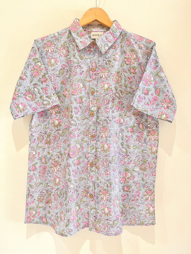 COTTON BLOCK PRINTED HALF SLEEVE SHIRT