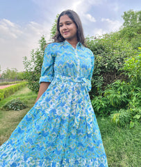 Turquoise Breeze Block Printed Dress
