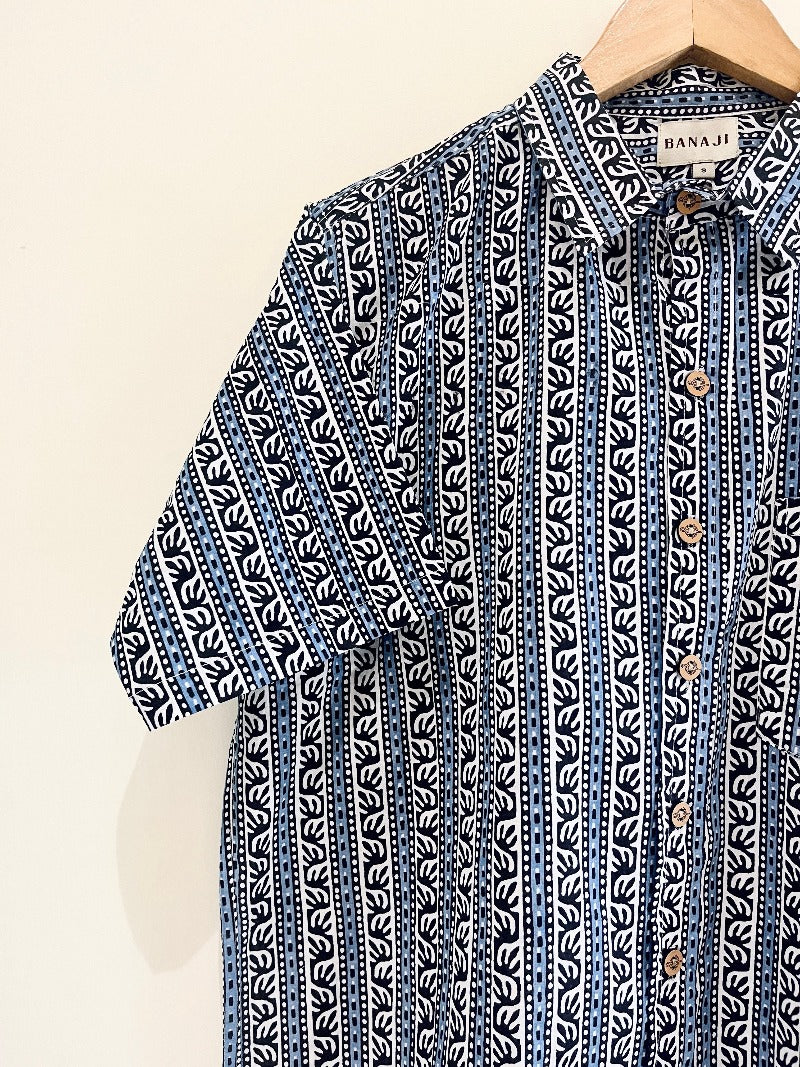 COTTON BLOCK PRINTED HALF SLEEVE SHIRT