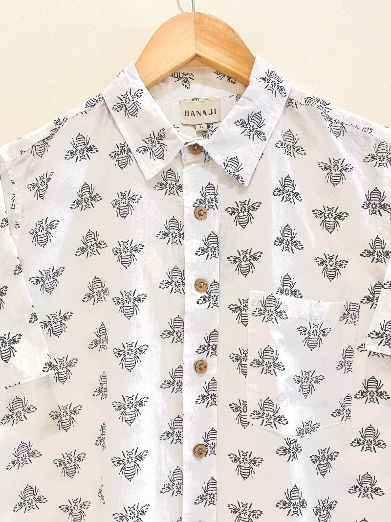 COTTON BLOCK PRINTED HALF SLEEVE SHIRT