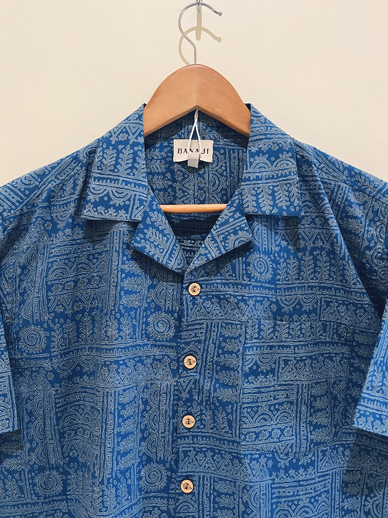 COTTON BLOCK PRINTED HALF SLEEVE SHIRT
