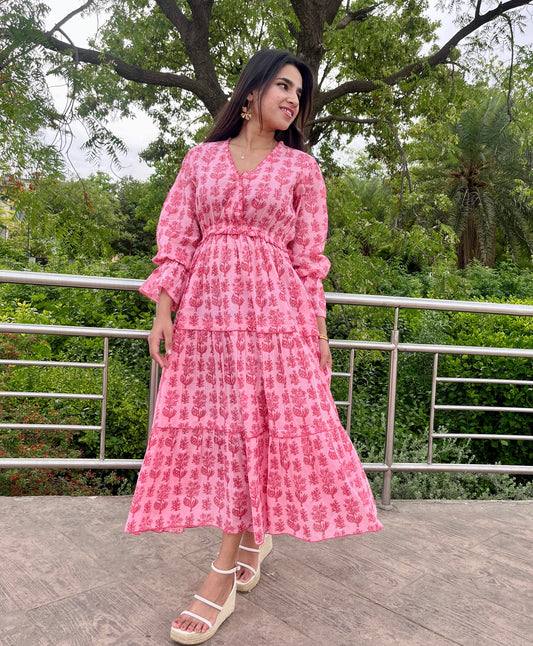 Shades of Pink Tiered Dress