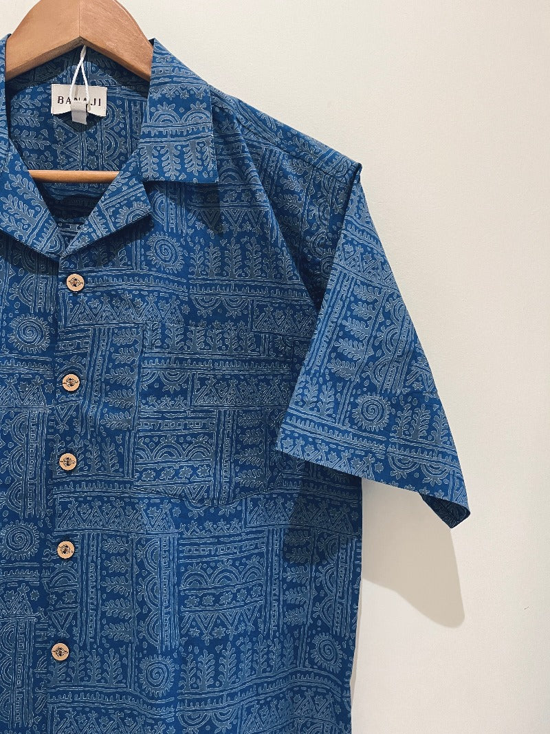 COTTON BLOCK PRINTED HALF SLEEVE SHIRT
