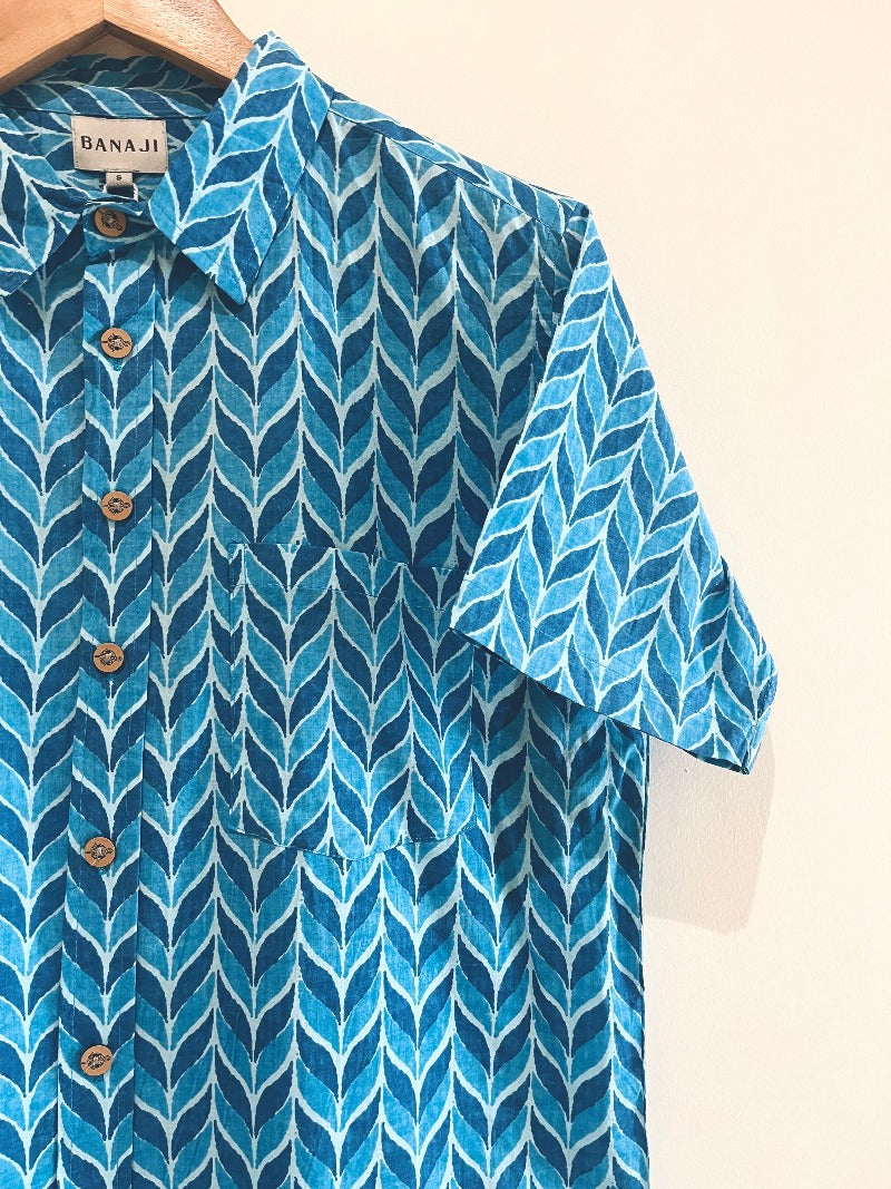 COTTON BLOCK PRINTED HALF SLEEVE SHIRT