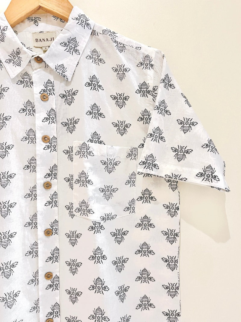 COTTON BLOCK PRINTED HALF SLEEVE SHIRT