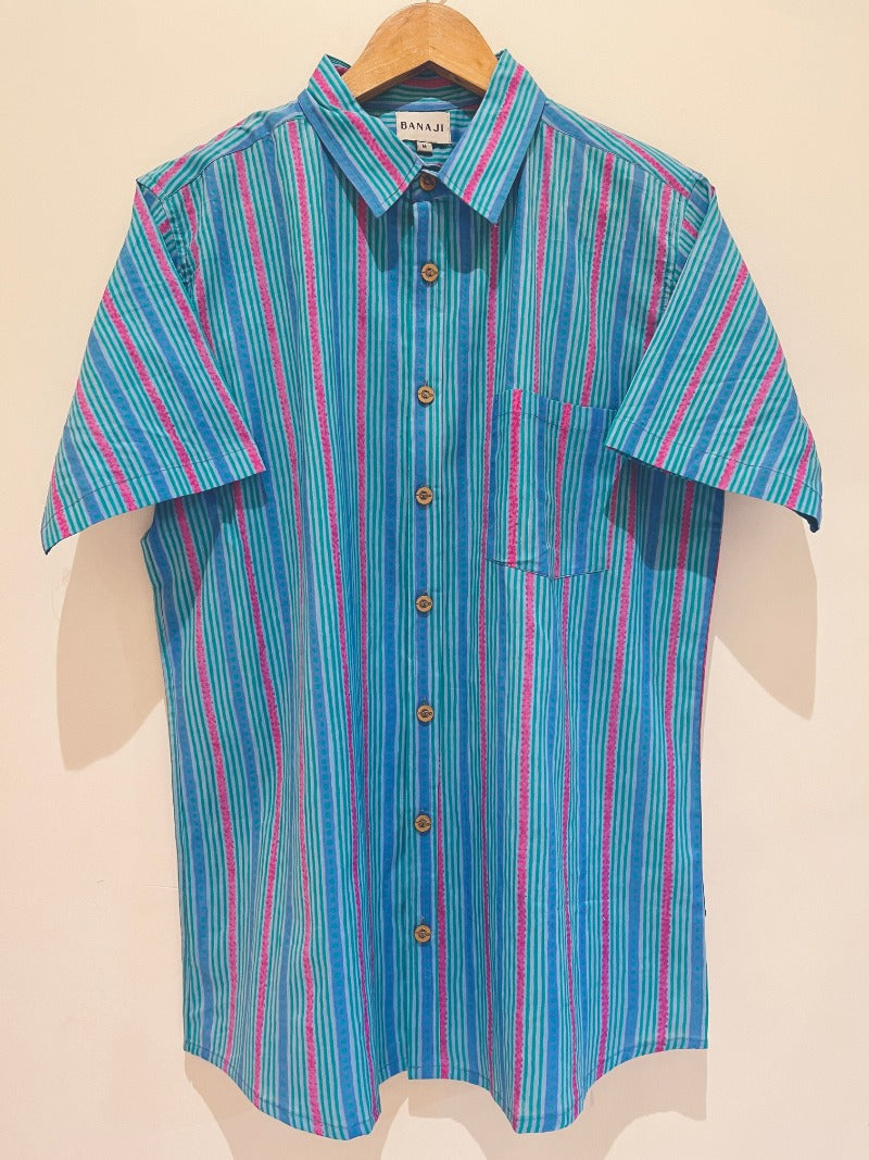 COTTON BLOCK PRINTED HALF SLEEVE SHIRT