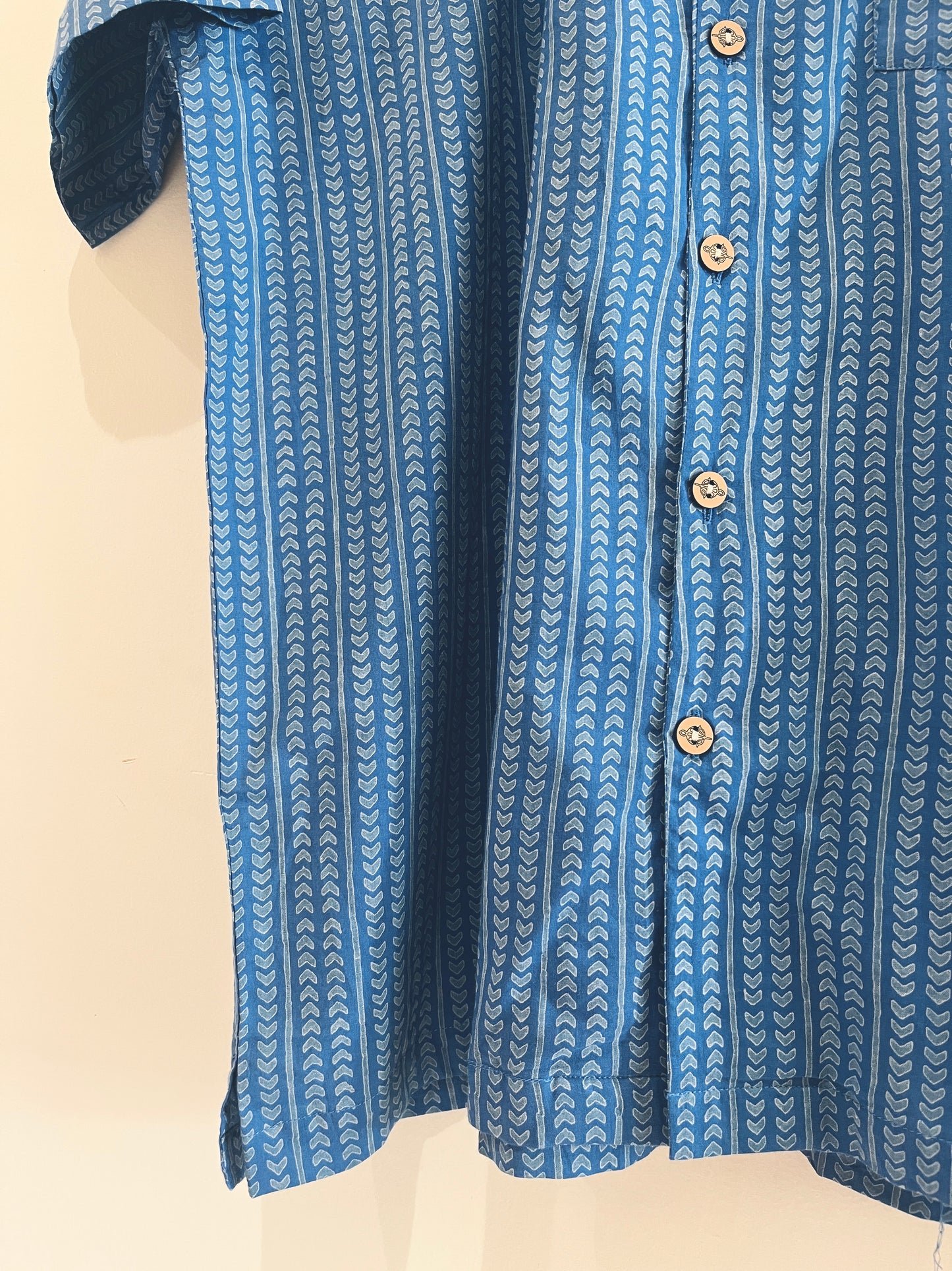 COTTON BLOCK PRINTED SLIM FIT SHIRT