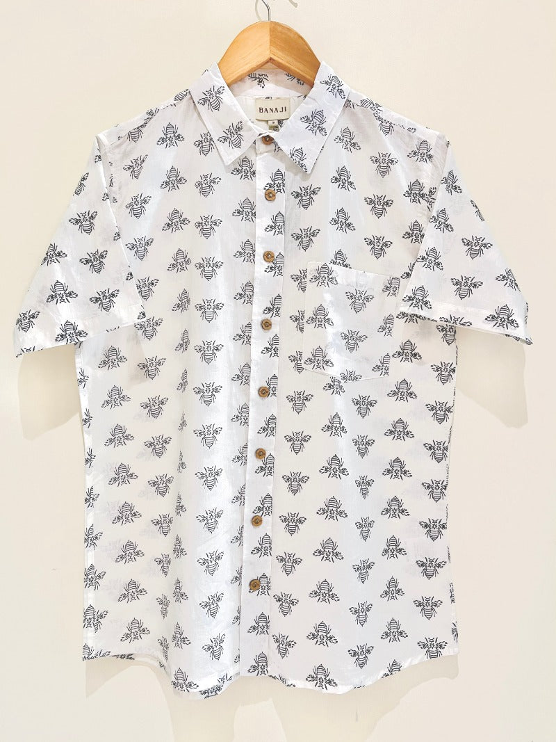 COTTON BLOCK PRINTED HALF SLEEVE SHIRT