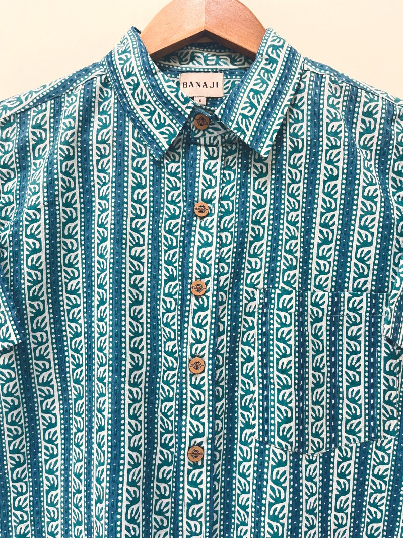 COTTON BLOCK PRINTED HALF SLEEVE SHIRT - PRE ORDER