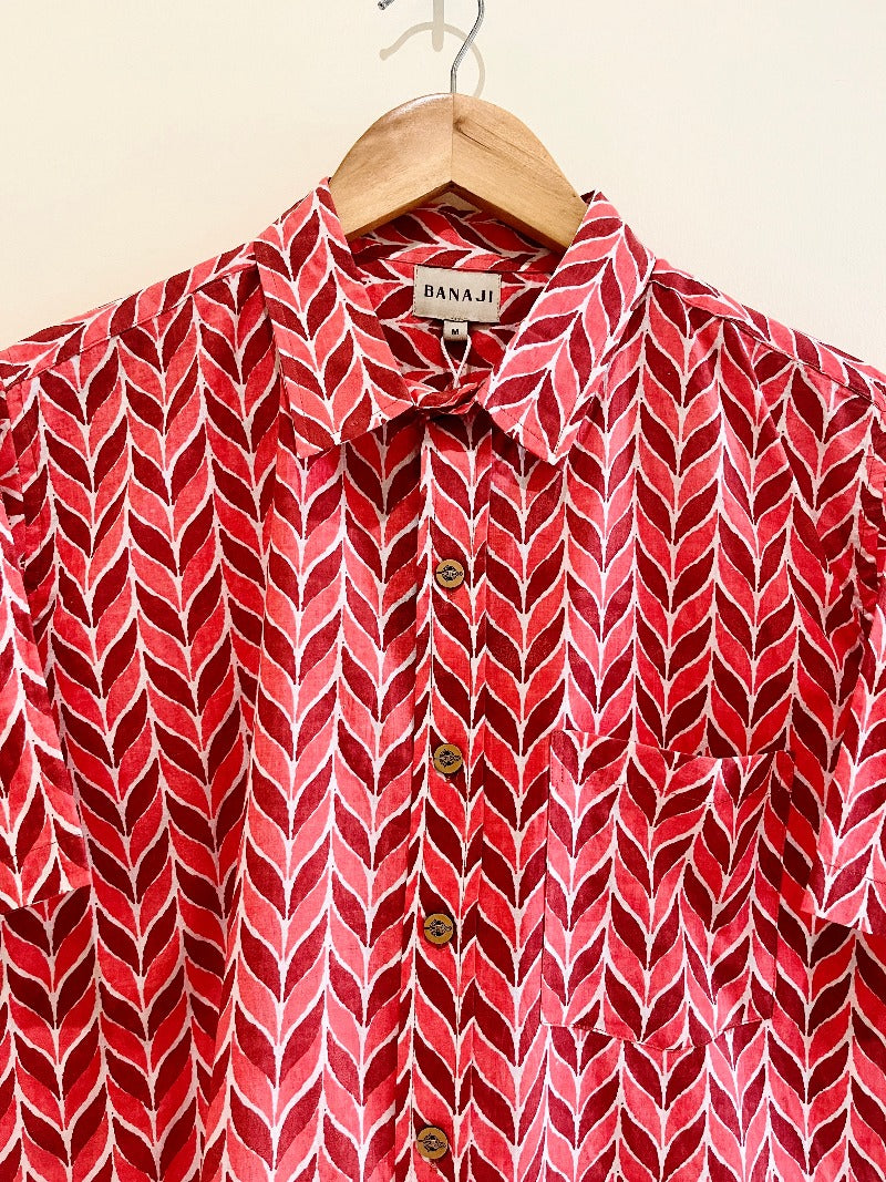 COTTON BLOCK PRINTED HALF SLEEVE SHIRT