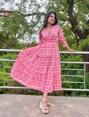 Shades of Pink Tiered Dress