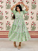 Gardenia: Floral Cotton Tiered Dress