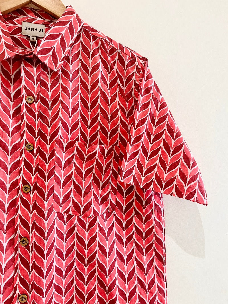 COTTON BLOCK PRINTED HALF SLEEVE SHIRT