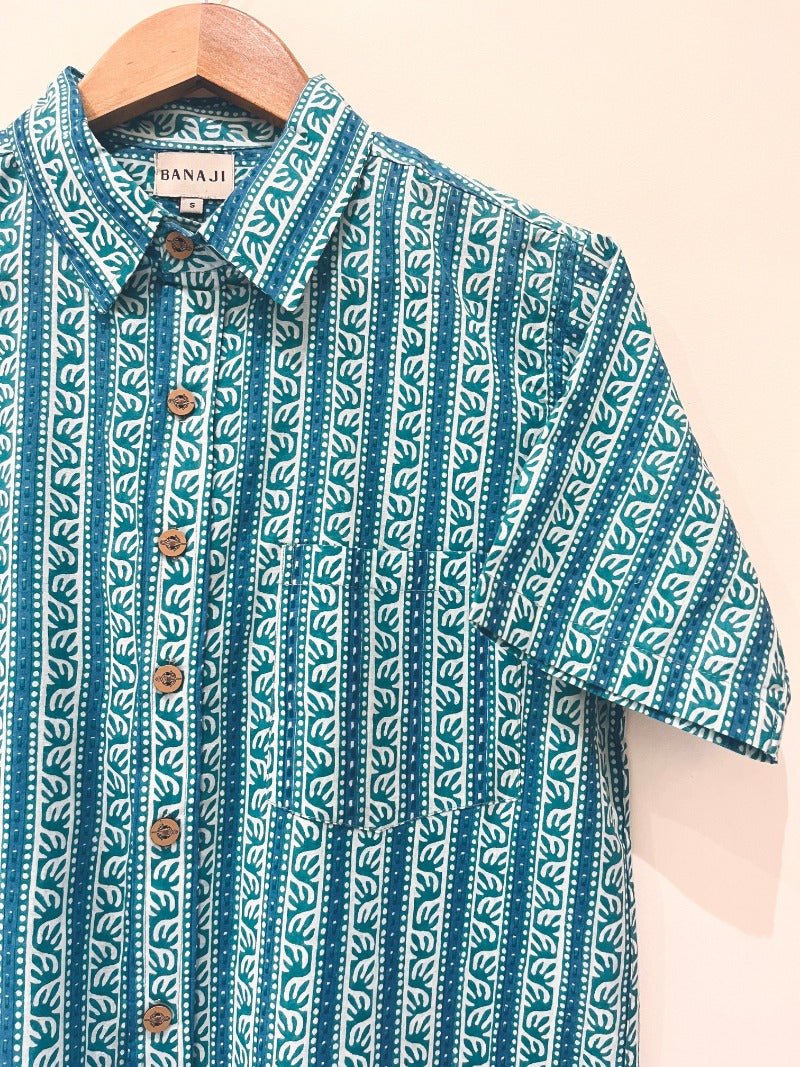 COTTON BLOCK PRINTED HALF SLEEVE SHIRT - PRE ORDER