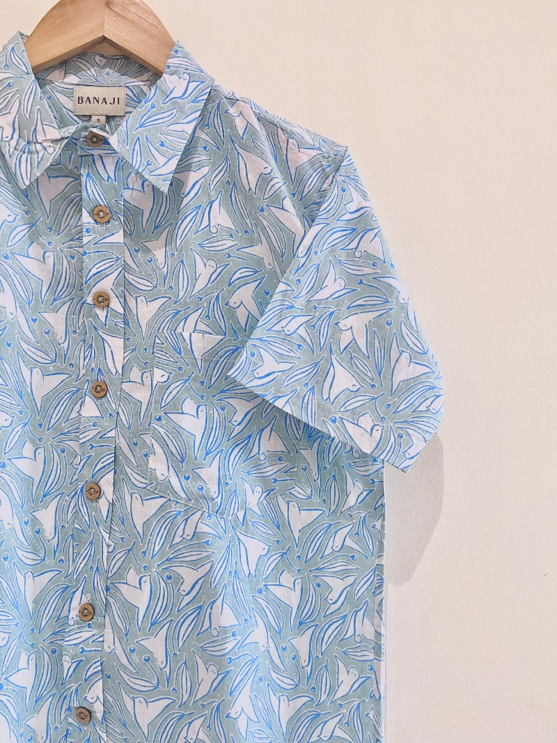 COTTON BLOCK PRINTED HALF SLEEVE SHIRT